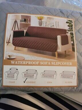 Waterproof Quilted Sofa Slipcover - Gray Loveseat